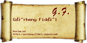 Görheny Fidél névjegykártya